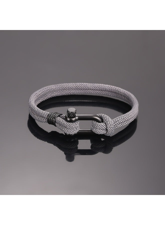 AuliceVerse Valentines Couple's Gift – Matching Bracelet Set in Black & Grey Milan Thread with Steel Buckle, Minimalist Daily Wear - Image 4